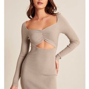 Abercrombie & Fitch Beige Cutout Midi Dress